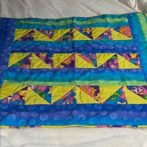 Child’s handmade quilt, goldfish theme-approximately 34” x 38”